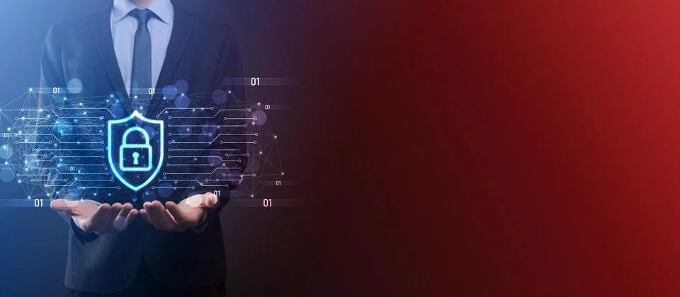 Protection network security computer and safe your data concept, Businessman  Foto stock