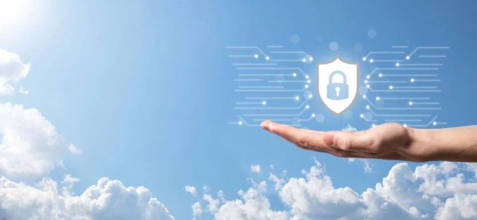 Protection network security computer and safe your data concept, Businessman  Foto stock