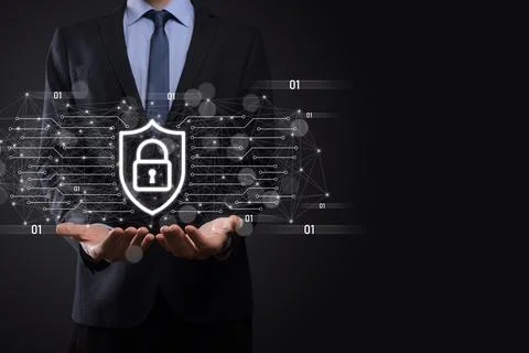 Protection network security computer and safe your data concept, Businessman  Foto stock