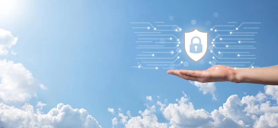 Protection network security computer and safe your data concept, Businessman  Foto stock