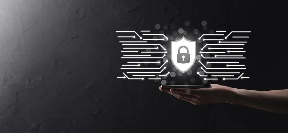 Protection network security computer and safe your data concept, Businessman  Stock Photos