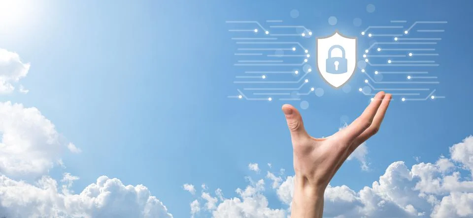 Protection network security computer and safe your data concept, Businessman  Foto stock