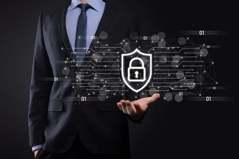 Protection network security computer and safe your data concept, Businessman  스톡 사진