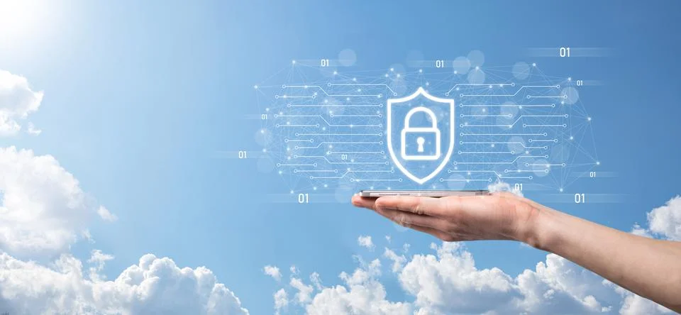 Protection network security computer and safe your data concept, Businessman  Stock Photos