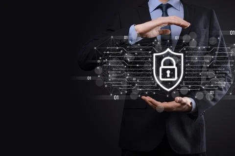 Protection network security computer and safe your data concept, Businessman  Foto stock