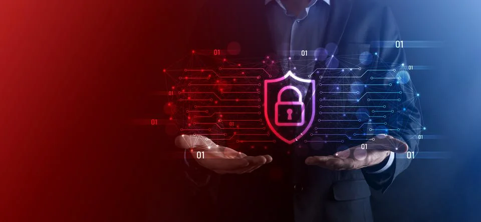 Protection network security computer and safe your data concept, Businessman  Stock Photos