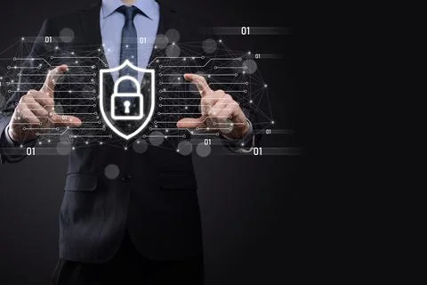 Protection network security computer and safe your data concept, Businessman  스톡 사진