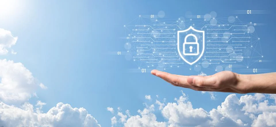 Protection network security computer and safe your data concept, Businessman  스톡 사진