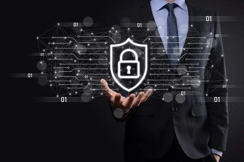 Protection network security computer and safe your data concept, Businessman  Stockfoto's