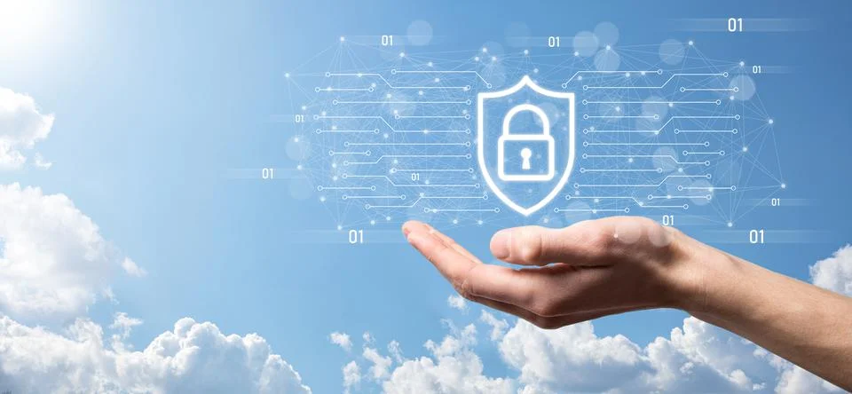 Protection network security computer and safe your data concept, Businessman  스톡 사진