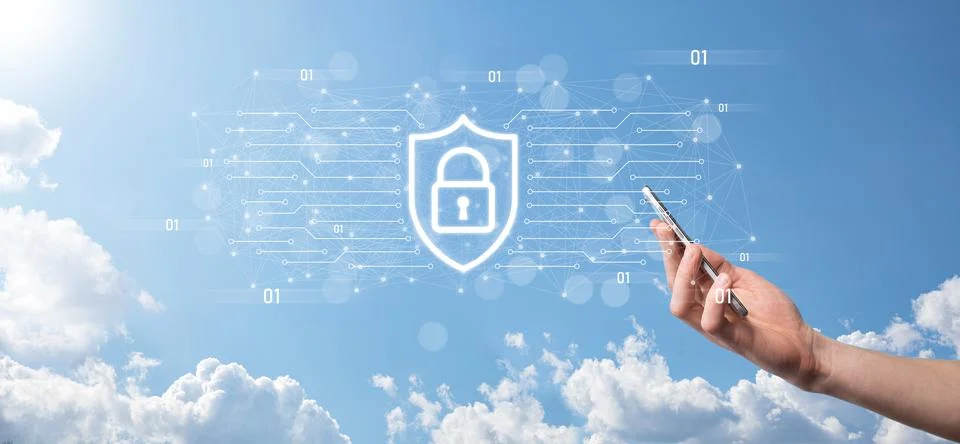 Protection network security computer and safe your data concept, Businessman  Stock Photos