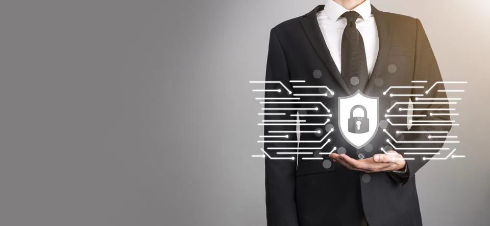 Protection network security computer and safe your data concept, Businessman  Stock Photos