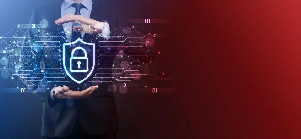 Protection network security computer and safe your data concept, Businessman  스톡 사진