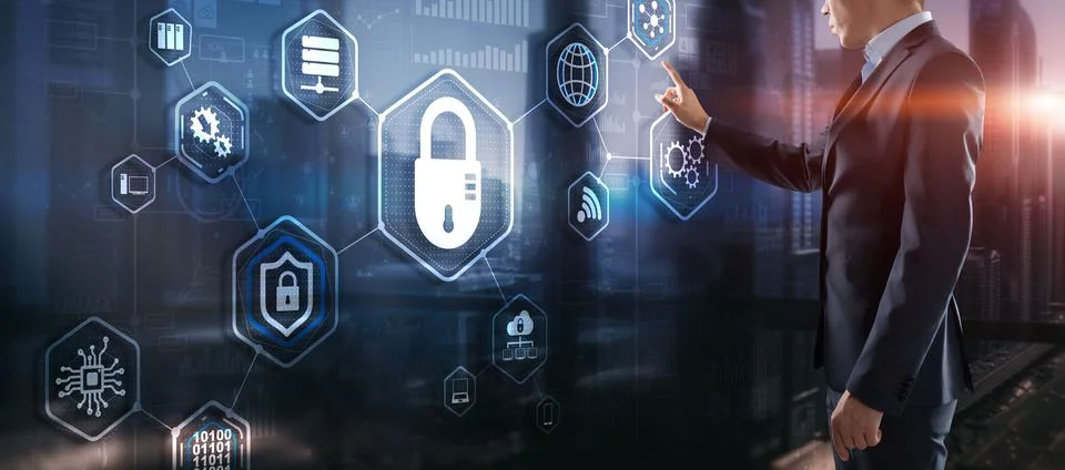 Protection Network Security computer and safe your data concept Stock Photos