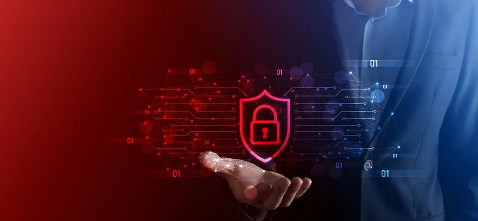 Protection network security computer and safe your data concept, Businessman  Stock Photos