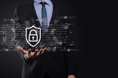Protection network security computer and safe your data concept, Businessman  Stock Photos
