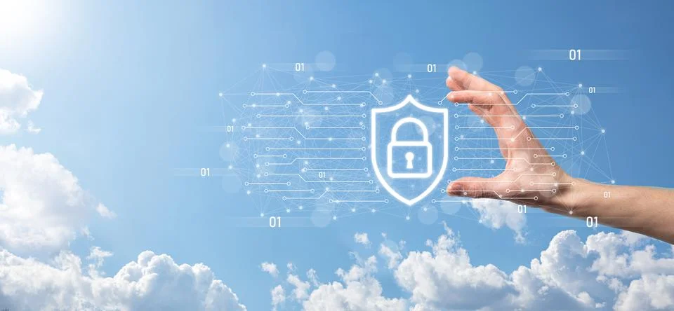 Protection network security computer and safe your data concept, Businessman  Foto stock