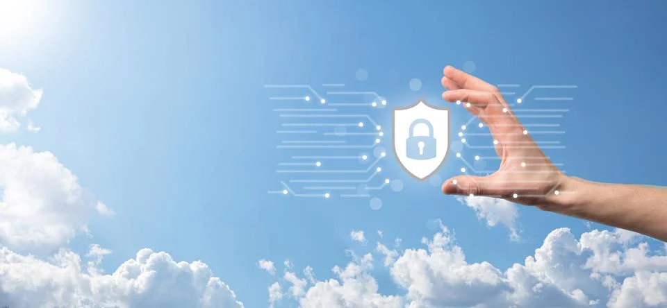 Protection network security computer and safe your data concept, Businessman  Stock Photos