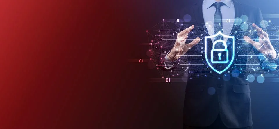 Protection network security computer and safe your data concept, Businessman  Foto stock