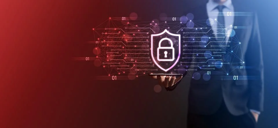 Protection network security computer and safe your data concept, Businessman  Stock Photos