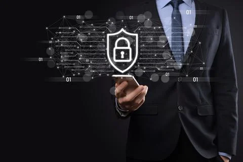Protection network security computer and safe your data concept, Businessman  스톡 사진