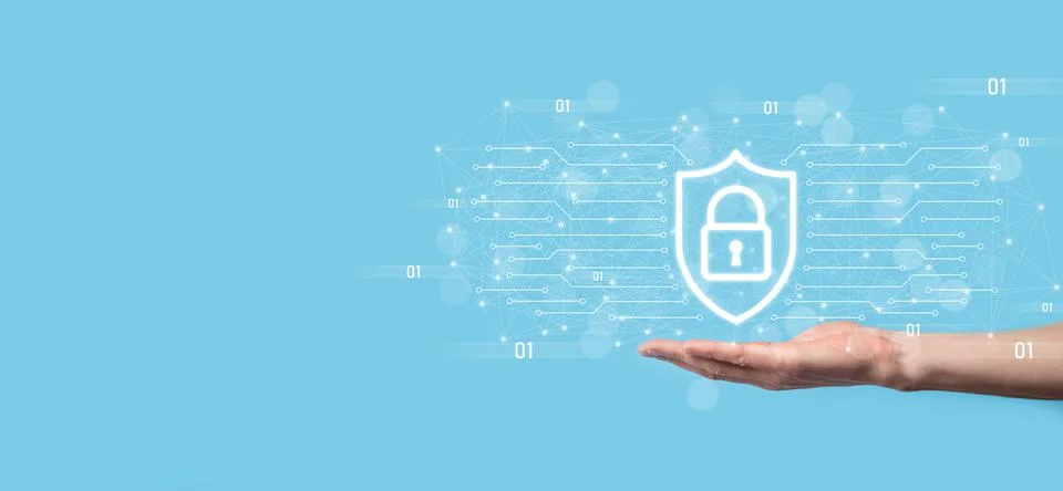 Protection network security computer and safe your data concept, Businessman  Foto stock