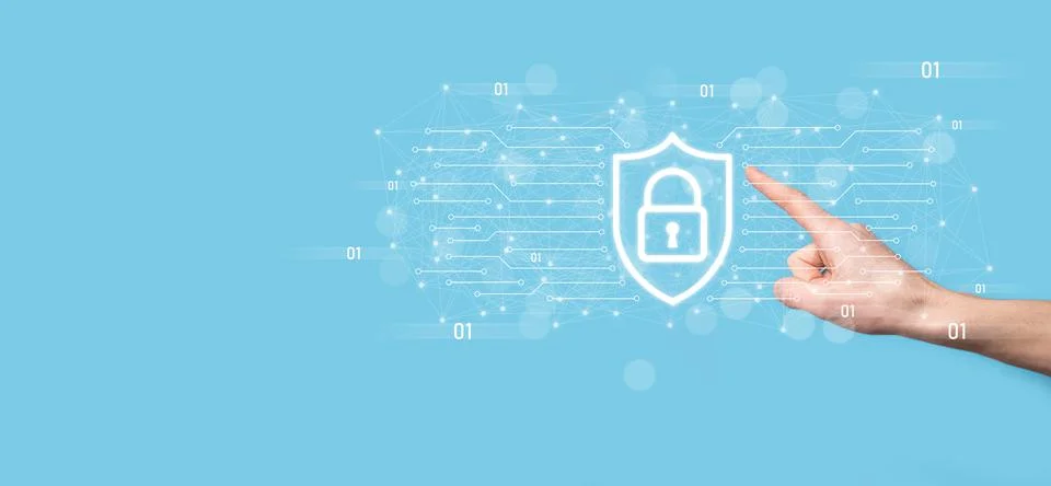 Protection network security computer and safe your data concept, Businessman  스톡 사진
