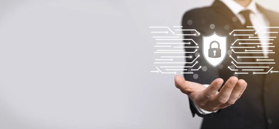 Protection network security computer and safe your data concept, Businessman  Stock Photos