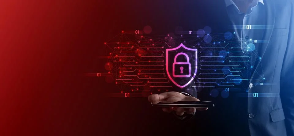 Protection network security computer and safe your data concept, Businessman  스톡 사진