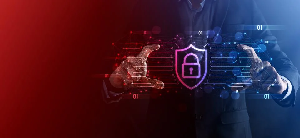 Protection network security computer and safe your data concept, Businessman  Stock Photos