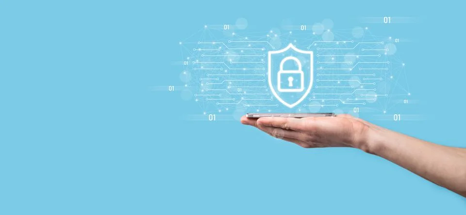 Protection network security computer and safe your data concept, Businessman  Stock Photos