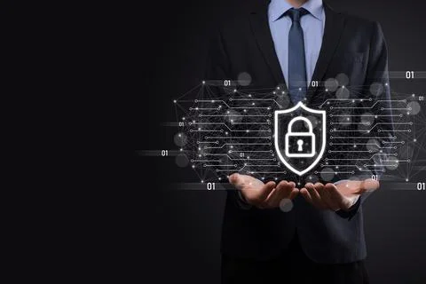 Protection network security computer and safe your data concept, Businessman  Foto stock