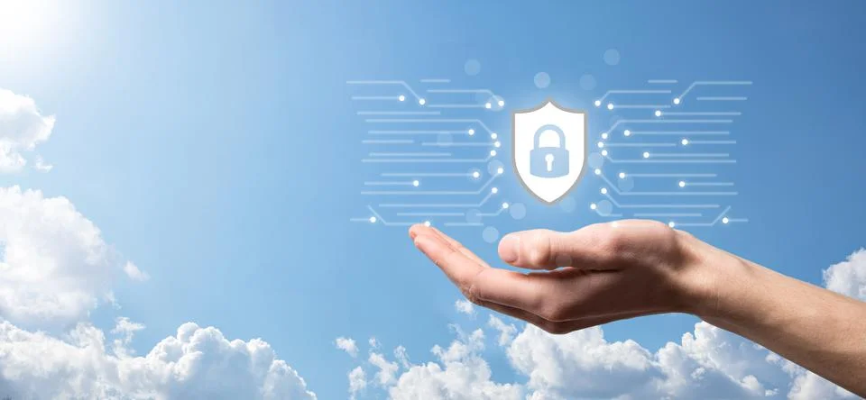 Protection network security computer and safe your data concept, Businessman  스톡 사진