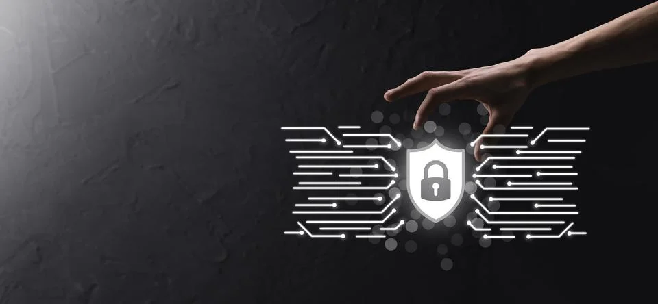 Protection network security computer and safe your data concept, Businessman  Stock Photos