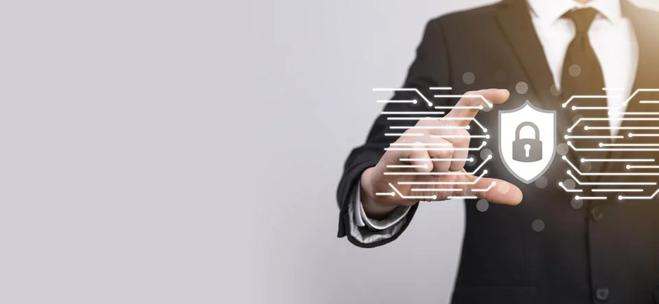 Protection network security computer and safe your data concept, Businessman  Foto stock
