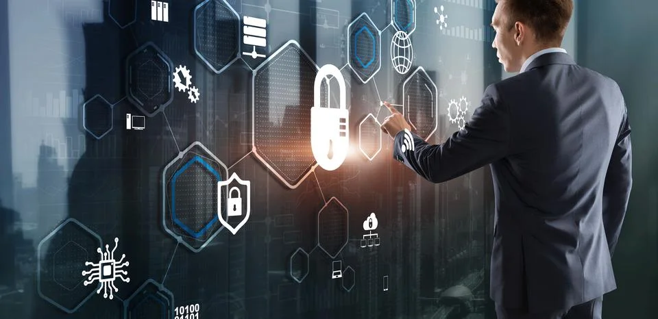 Protection Network Security computer and safe your data concept Stock Photos