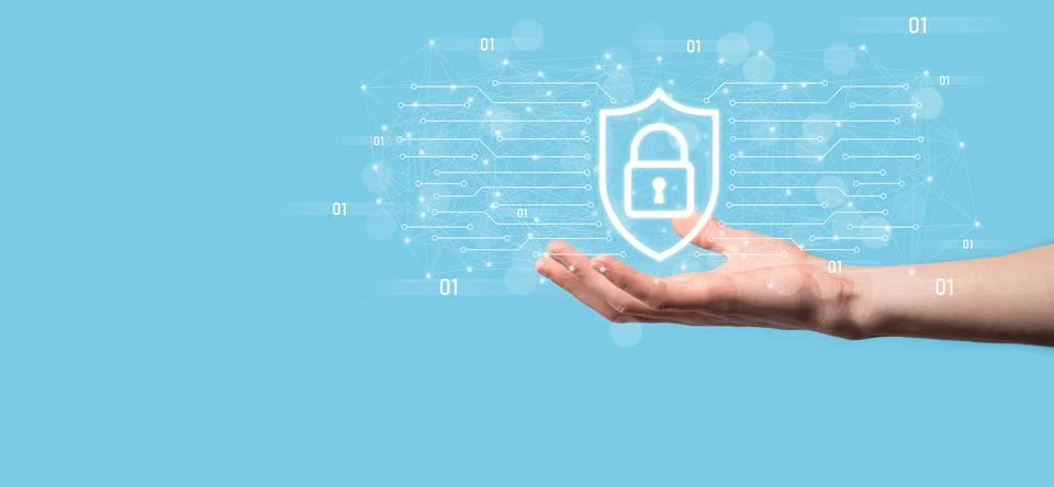 Protection network security computer and safe your data concept, Businessman  Foto stock