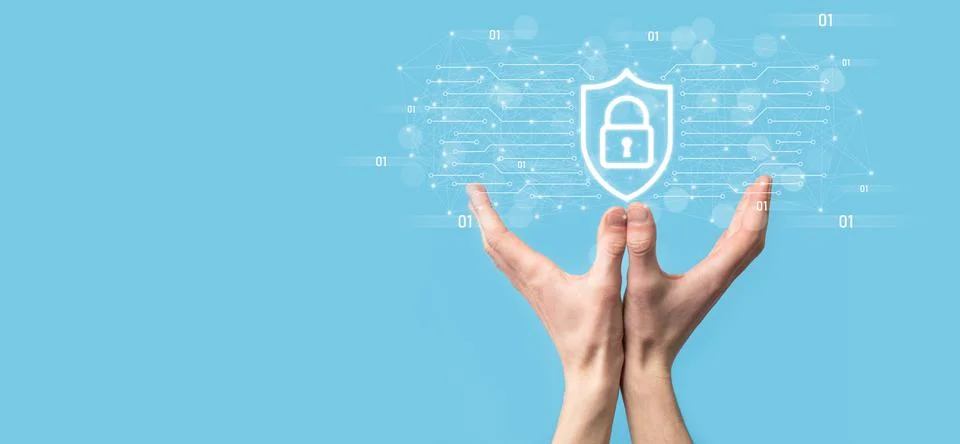 Protection network security computer and safe your data concept, Businessman  Foto stock
