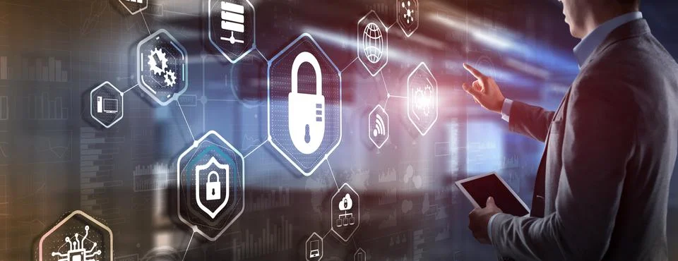 Protection Network Security computer and safe your data concept Stock Photos