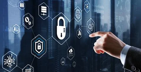Protection Network Security computer and safe your data concept 스톡 사진