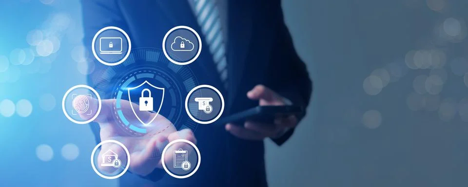 Protection network security computer data and safe Stock Photos