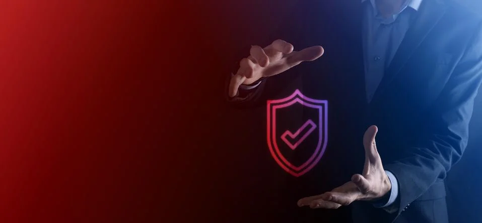 Protection network security computer in the hands of a businessman. business, 写真素材