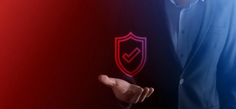 Protection network security computer in the hands of a businessman. business, Stock Photos