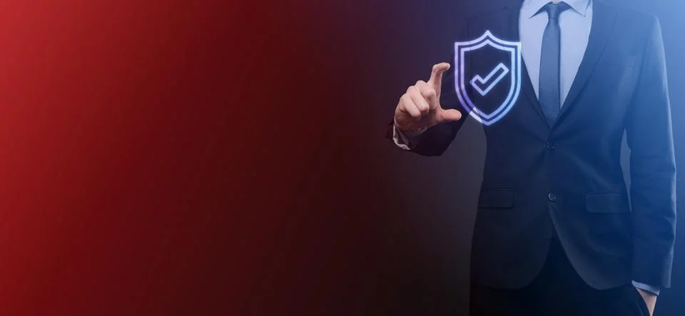 Protection network security computer in the hands of a businessman. business, Stock Photos