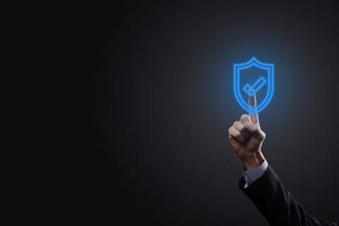 Protection network security computer in the hands of a businessman. business, Stock Photos