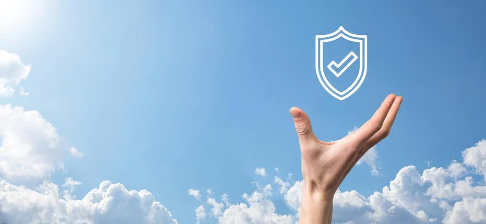 Protection network security computer in the hands of a businessman. business, Stock Photos