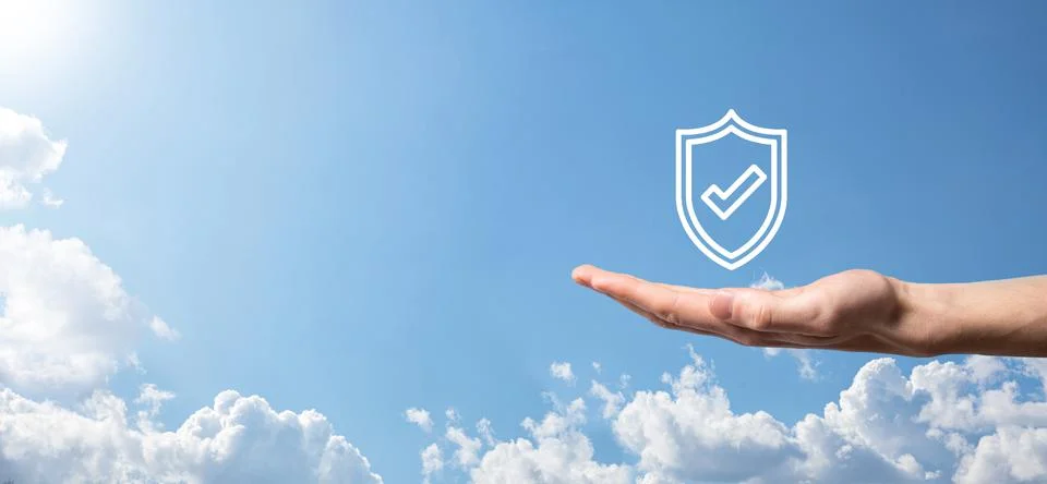 Protection network security computer in the hands of a businessman. business, Stock Photos