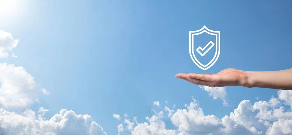 Protection network security computer in the hands of a businessman. business, 写真素材