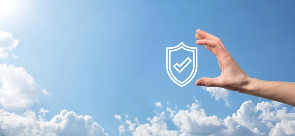 Protection network security computer in the hands of a businessman. business, Stock Photos