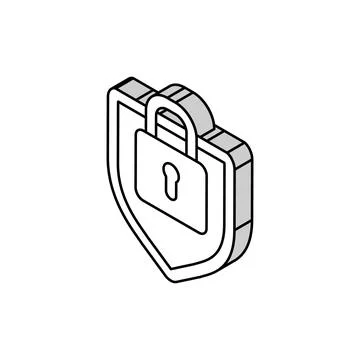Protection padlock isometric icon vector illustration Illustrazione stock